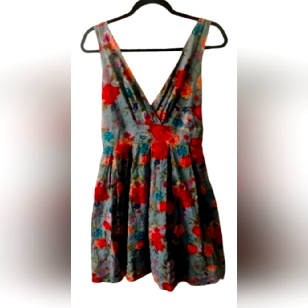 Forever 21 Women's Floral Print Summer Dress Side Zip SZ L